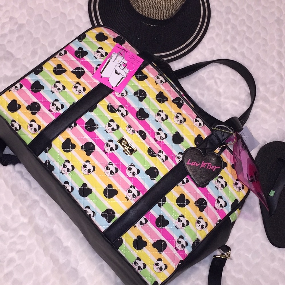New Betsey Johnson LUV Weekend Travel Duffel Panda